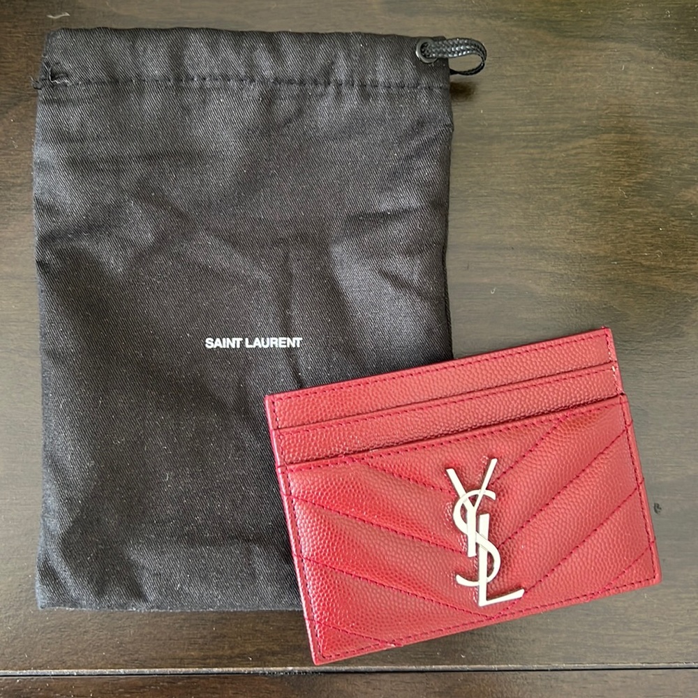 Brand new, never used red YSL credit card holder